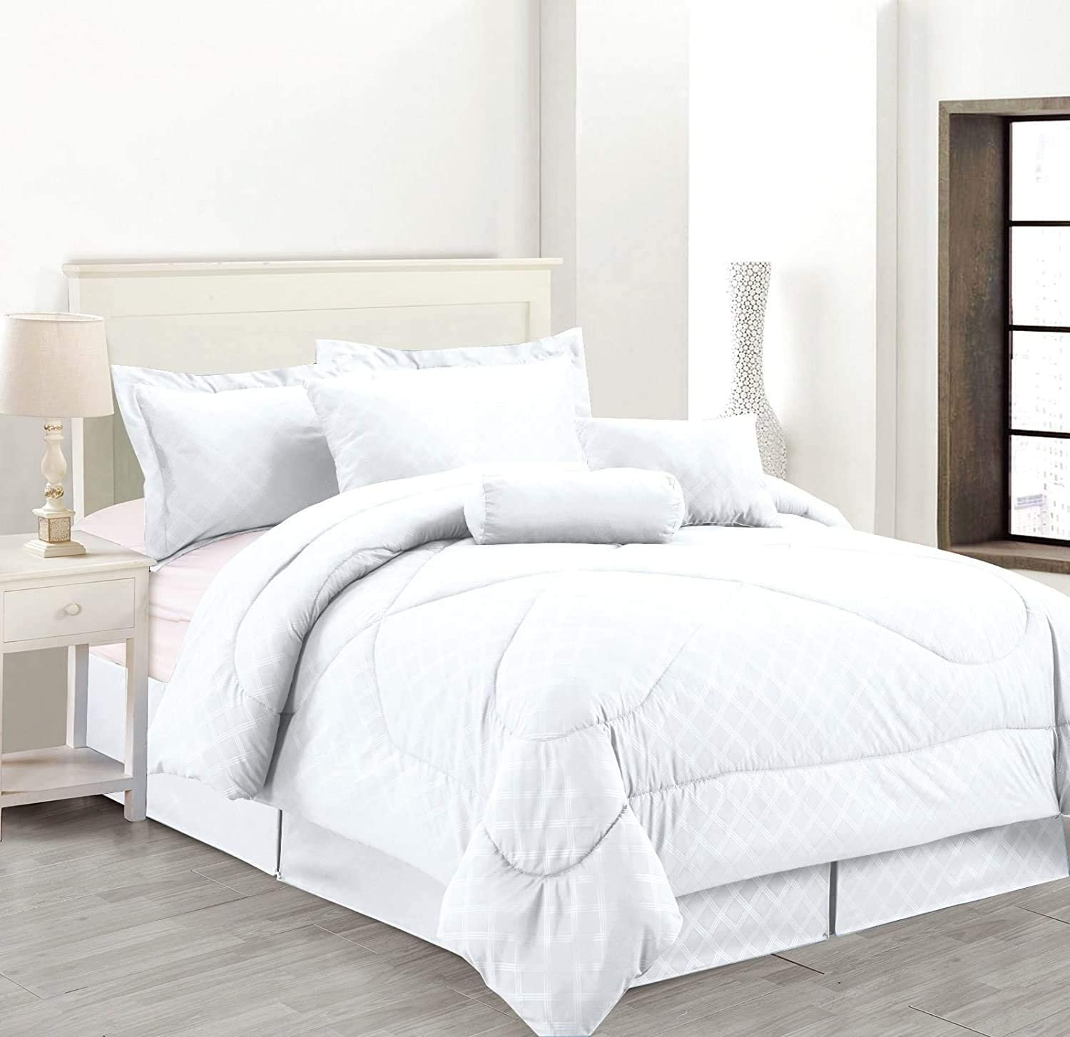 Pure White Hotel Comforter Set W/ Sheet Set Bed in a Bag Etsy