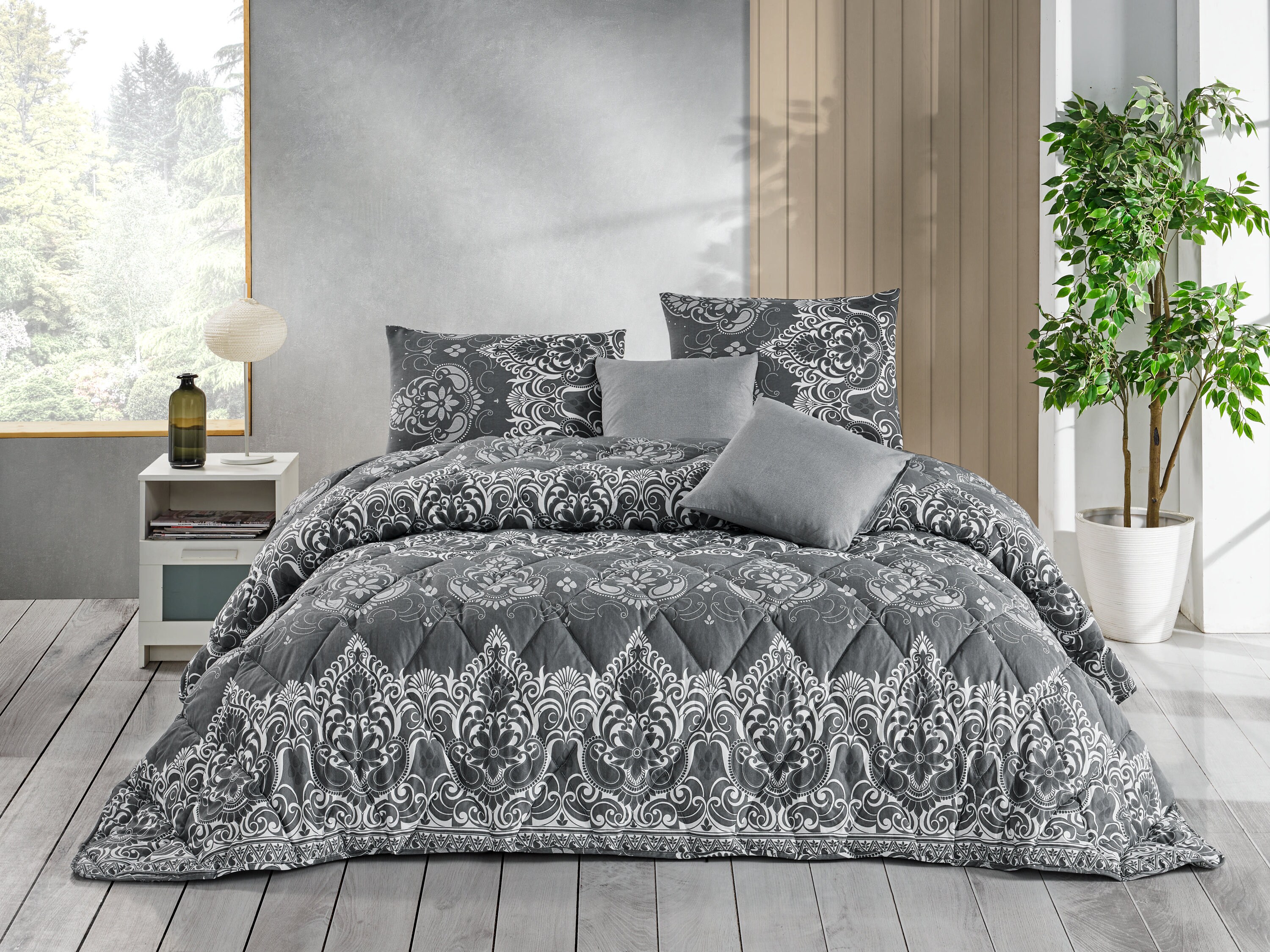 Dark Grey Comforter - Etsy UK