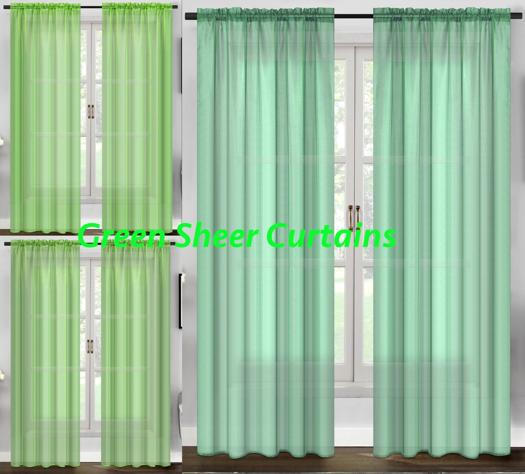 Green Sheer Curtains 2piece Sheer Curtains 3 COLORS and 4 Etsy
