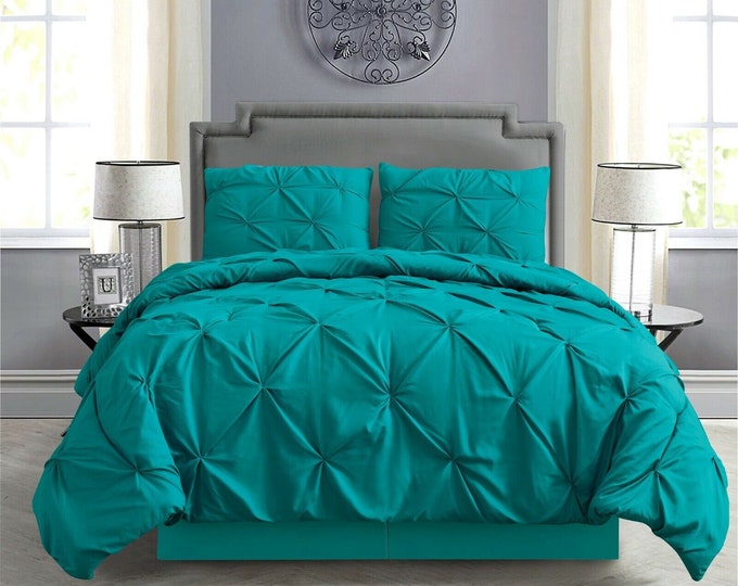 Turquoise Pintuck Comforter Set With Sheet Set Etsy
