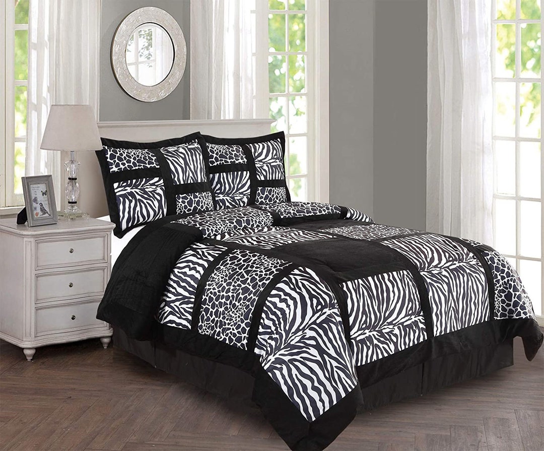 Black and White Safari Comforter Set W/ Sheet Set Bed in a Etsy
