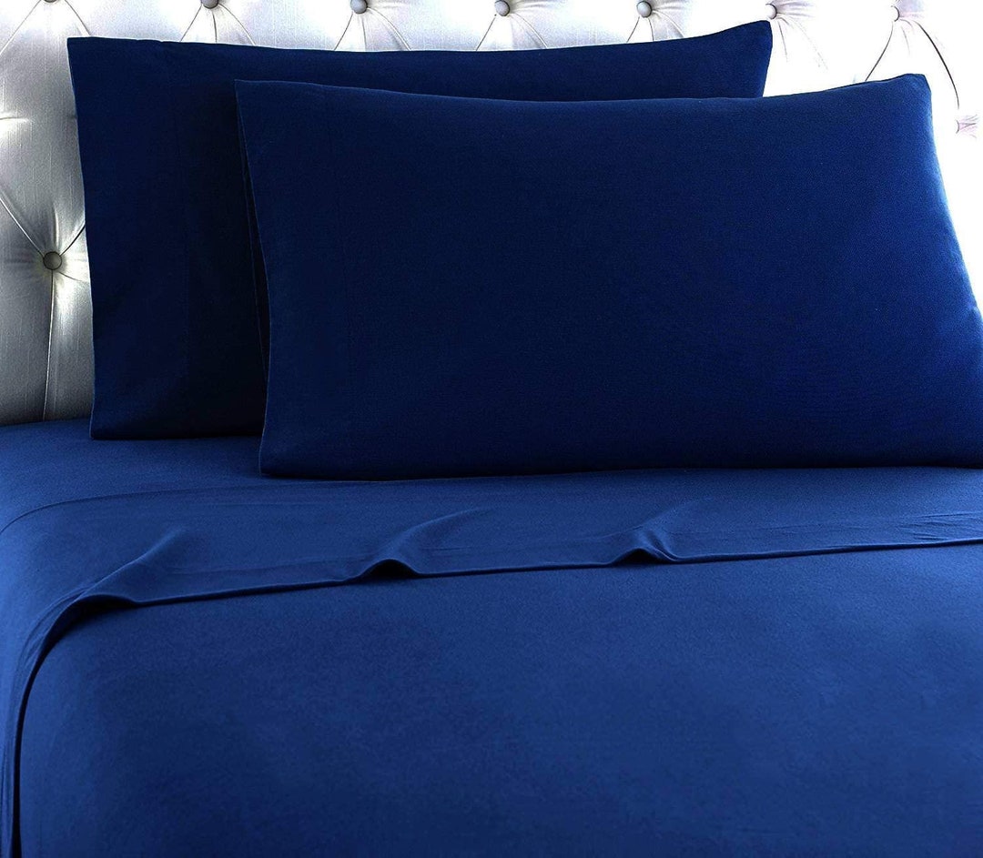 Navy Blue FLAT Flannel Sheet for Winter 100 Cotton Etsy
