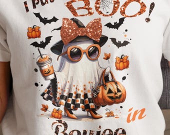 Boujee Ghost PNG | I Put the Boo in Boujee Ghost Shirt Design | Cute Retro Halloween PNG for Sublimation & T-Shirt Printing