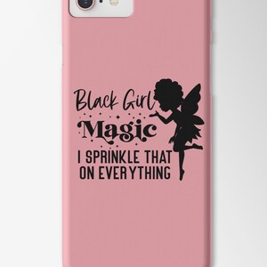 Black Girl Magic PNG design featuring an afro fairy silhouette with sparkling accents and the phrase ‘I Sprinkle That on Everything’ — sublimation digital download for shirts, mugs, and tote bags
