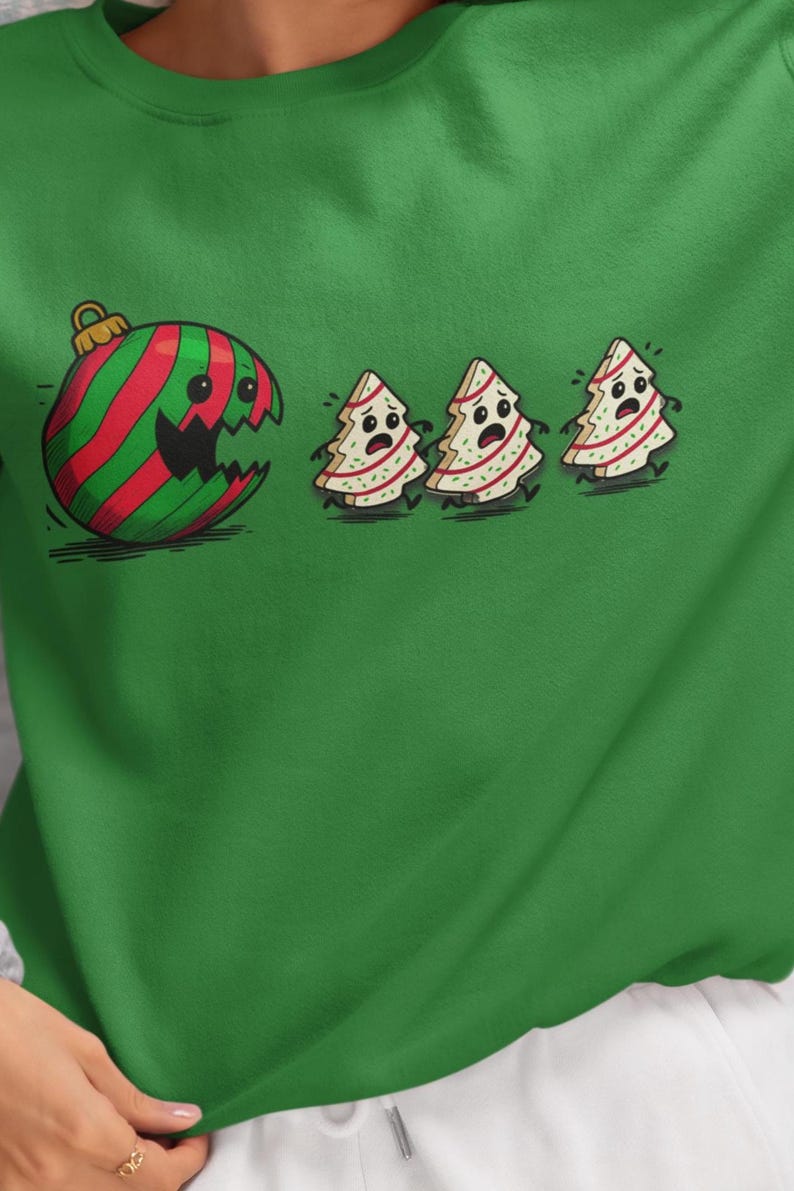 Pacman Christmas Tree Cake PNG Funny Dark Humor Holiday Creepy Cute Ornament Monster Funny Xmas Sublimation High Quality Digital Download image 7