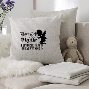 Black Girl Magic PNG design featuring an afro fairy silhouette with sparkling accents and the phrase ‘I Sprinkle That on Everything’ — sublimation digital download for shirts, mugs, and tote bags