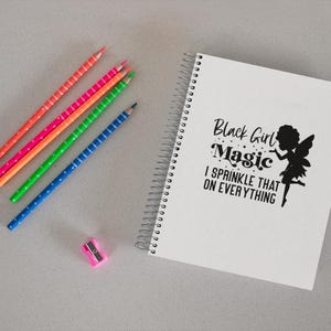 Black Girl Magic PNG design featuring an afro fairy silhouette with sparkling accents and the phrase ‘I Sprinkle That on Everything’ — sublimation digital download for shirts, mugs, and tote bags