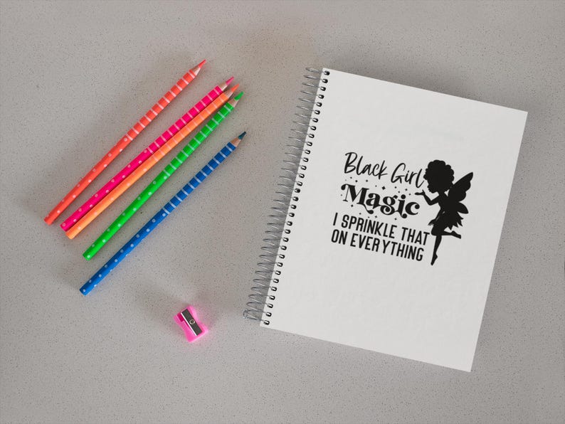 Black Girl Magic PNG design featuring an afro fairy silhouette with sparkling accents and the phrase ‘I Sprinkle That on Everything’ — sublimation digital download for shirts, mugs, and tote bags