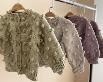Knitted Popcorn Baby Cardigan | Popcorn Cardigan | Hand Knitted Baby Jacket | Popcorn Baby Sweater | Hand Knit Baby Sweater  | Baby Cardigan