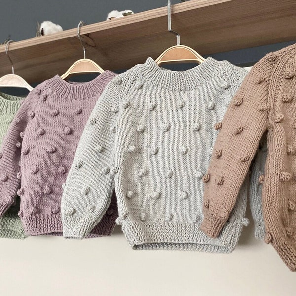 Hand Knitted Popcorn Baby Sweaters |  Colorful Baby Sweaters  |  Organic Baby Sweaters  | Baby Sweaters  | Organic Cotton  |  Babywear