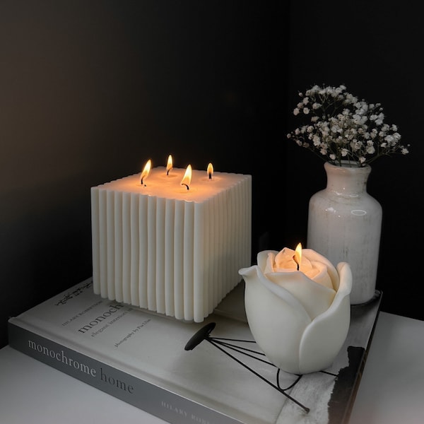 Cube Candle | 4 wicks candle | soy candle | Decorative Candle