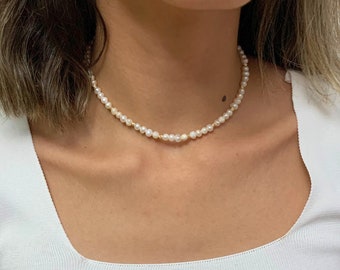Quality Freshwater Pearl Choker, Seed Beads Pearl Choker, Classic Pearl Necklace, Pearl Jewelry, Bridesmaid Gift, Quality Pearl Choker