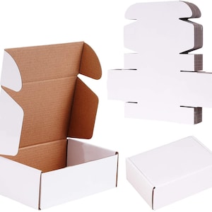 25 Pack 8x4x2 Inches Cute White Shipping Boxes | Cardboard Mailer Box | Packaging Boxes for Small Business