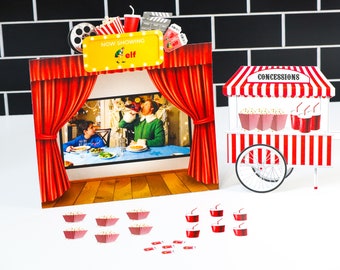 Scène de cinéma des elfes de Noël | Accessoires elfes | Scène elfe imprimable