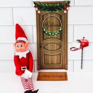 Puerta de bienvenida de elfo de Navidad / Accesorios de elfo / Escena de elfo imprimible / Puerta de Navidad