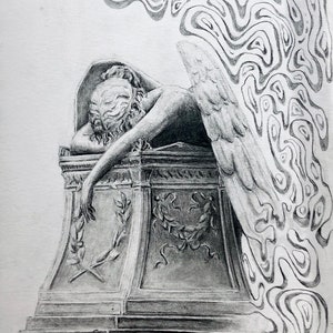 Angel of Grief Statue Original Print