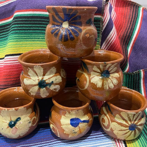 Jarritos Mexico Mexican Clay Cup Ceramic Coffee Mug Cafe de Olla Pottery Handmade Ceramic Jarros Folk Art Boho Hand Painted Terracotta