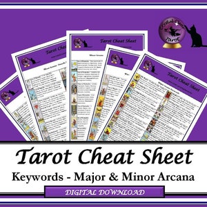 Tarot Cheat Sheet complete with keyword meanings for Major & Minor Arcana based on the Rider Waite deck. With zodiac correspondences. image 1