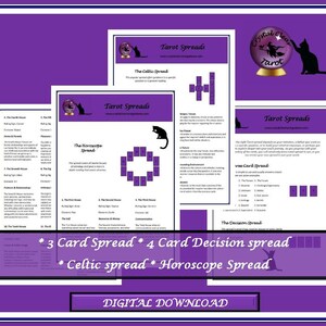 Tarot Cheat Sheet complete guide, 13 page bundle, Major & Minor keywords, Court cards, Tarot suits, Elements, Numerology, Tarot spreads. image 5