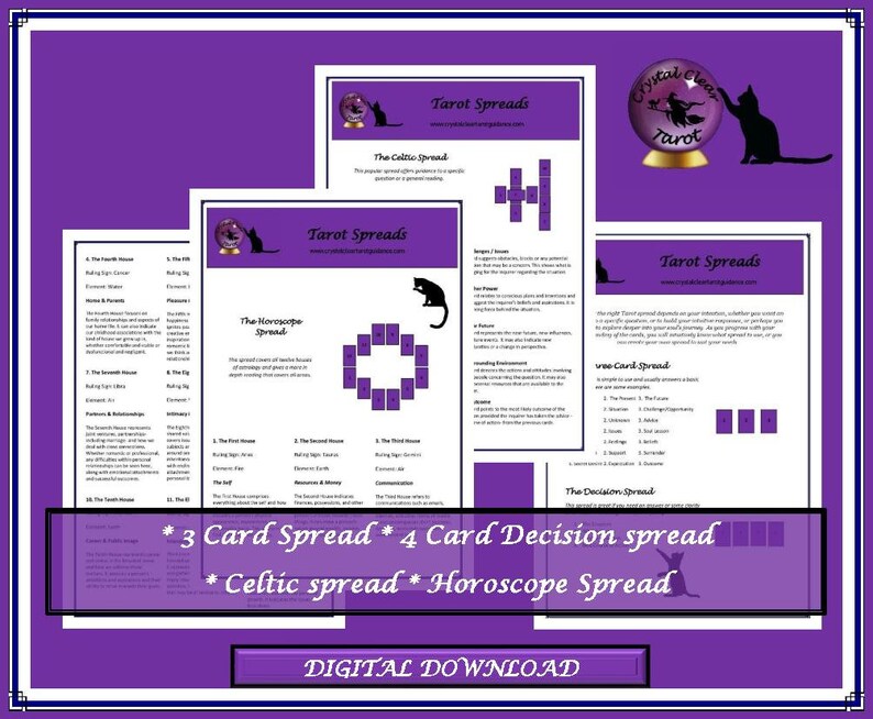 Tarot Cheat Sheet complete guide, 13 page bundle, Major & Minor keywords, Court cards, Tarot suits, Elements, Numerology, Tarot spreads. image 5