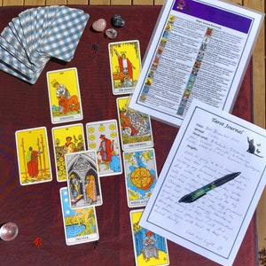 Tarot Cheat Sheet complete guide, 13 page bundle, Major & Minor keywords, Court cards, Tarot suits, Elements, Numerology, Tarot spreads. image 10