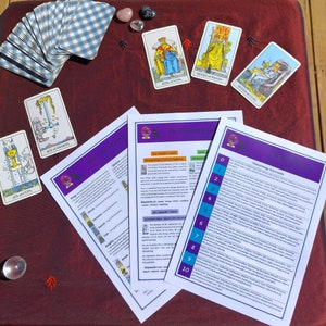 Guide complet de l'aide-mémoire sur le tarot, lot de 13 pages, mots-clés majeurs et mineurs, cartes du tribunal, combinaisons de tarot, éléments, numérologie, jeux de tarot. image 8