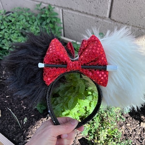Cruella de Vil Inspired Mickey Ears, Mickey Ears, Minnie Ears, Disney Ears, Mouse Ears, 101 Dalmatians Ears