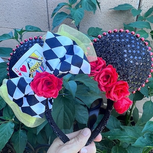 Queen of Hearts Inspired Mickey Ears, Mickey Ears, Minnie Ears, Disney Ears, Mouse Ears