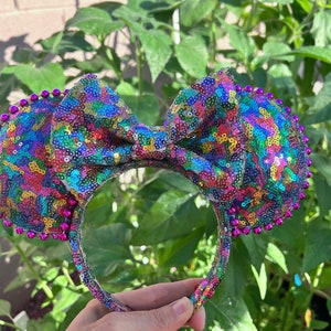 Multicolored Sequined Mickey Ears, Mickey Ears, Minnie Ears, Disney Ears, Mouse Ears