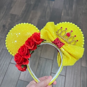 Belle Inspired Mickey Ears, Mickey Ears, Minnie Ears, Disney Ears, Mouse Ears