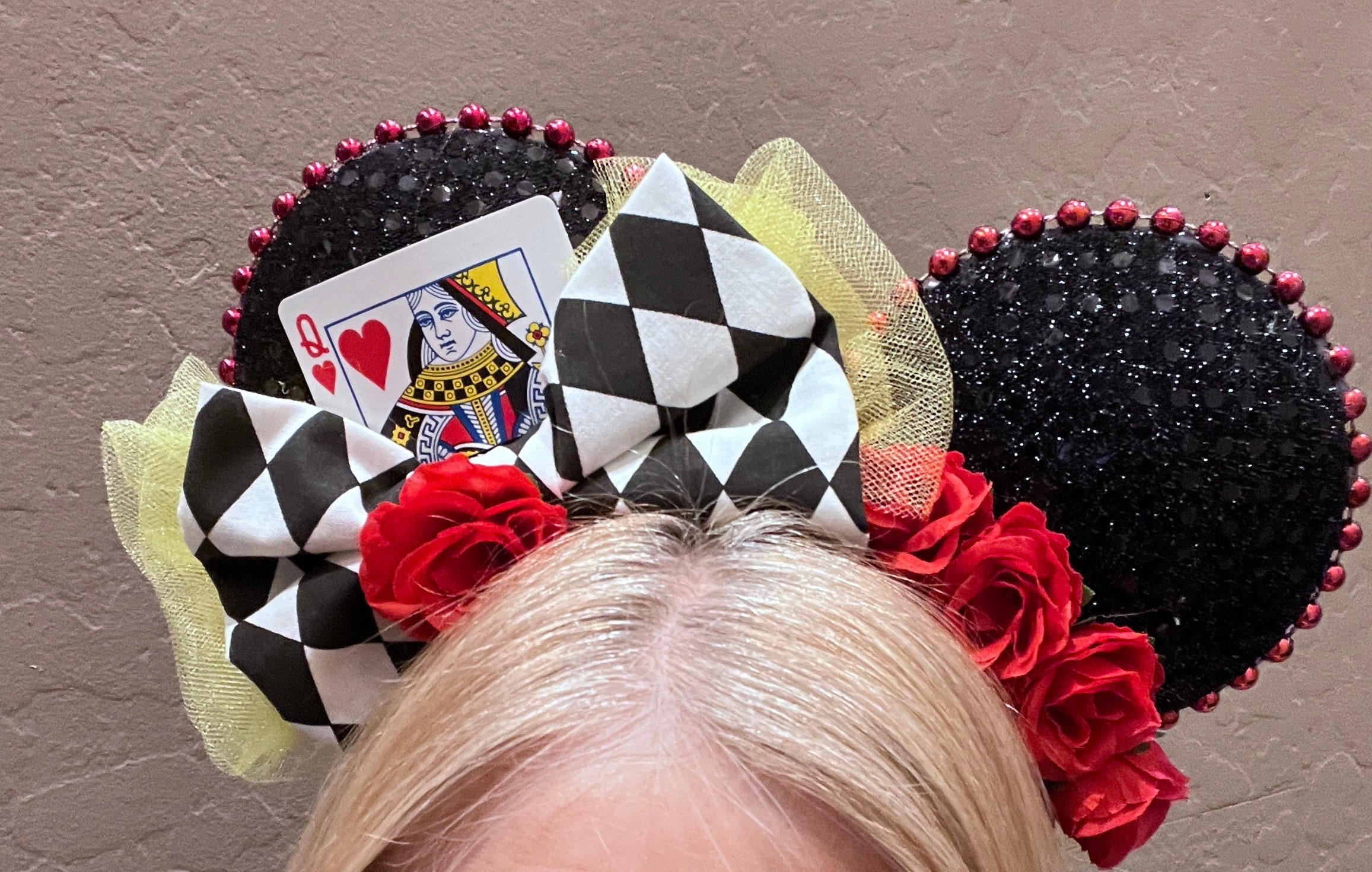 Unique Handmade Minnie Mouse Ears Queen of Hearts Insp Alice in Wonderland Sequi maxresdefault.jpg main image 3