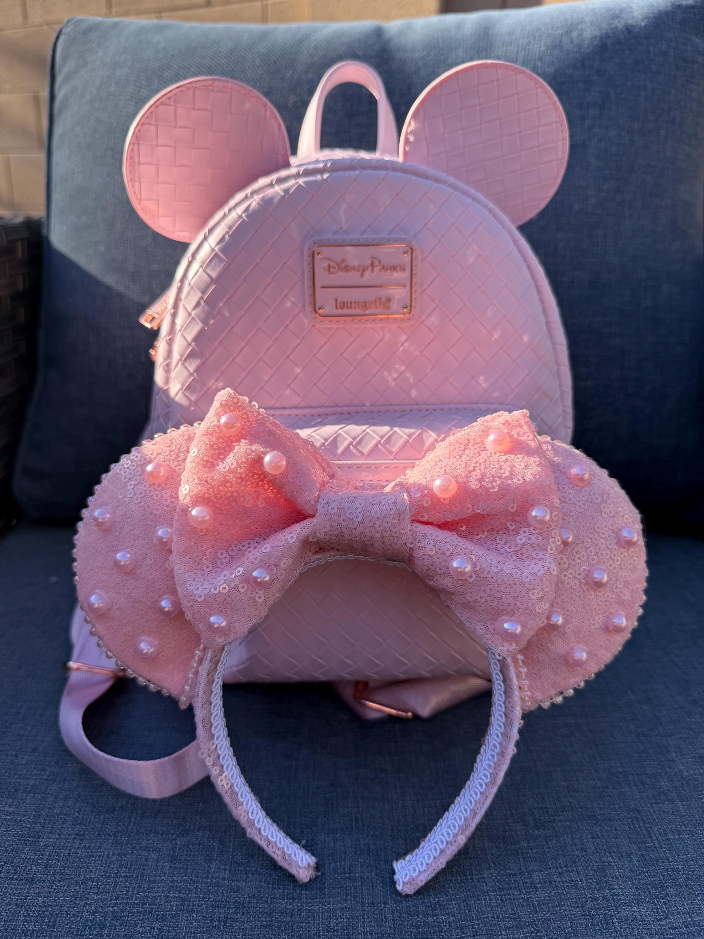 Disney Parks Millennial Baby Pink Sequin Minnie Mouse Ears Headband Anniversary Disney Exclusive Headband Ears Minnie Mouse Pink  main image 2