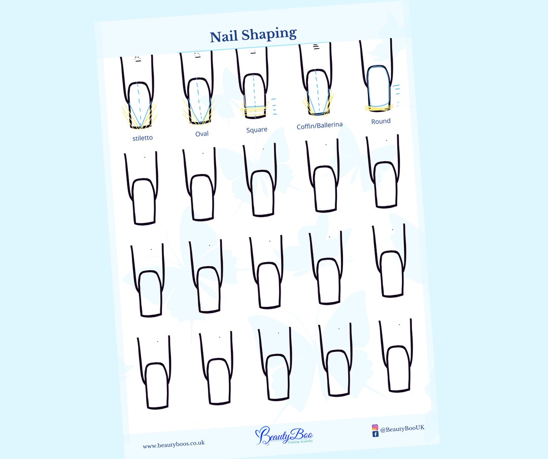Nail Shaping Practice Sheet Etsy