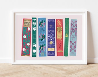 Pretty Book Spines Print | Gifts for Book Lover Women | Bookshelf Decor | Bookworm Gift | Bookish Prints