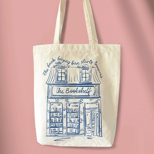 Book Shop Tote Bag | Cute Book Bag |  Book Lover Gift | Gift for Bookworms | Reading Bag | Bookish Tote