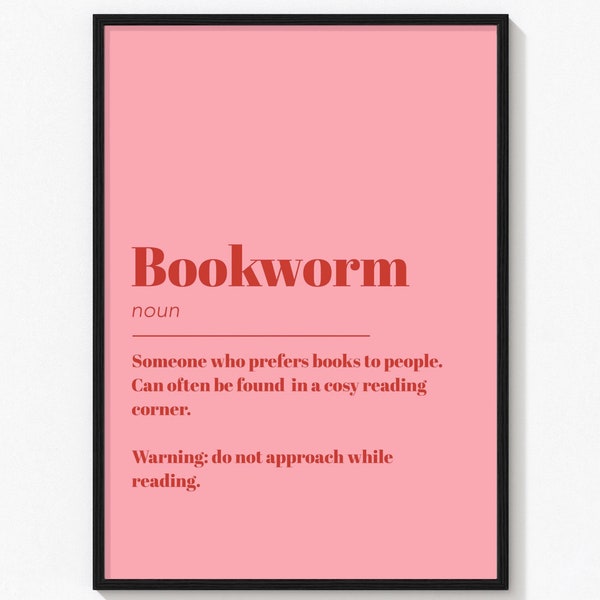 Bookworm Definition Print | Gift for Book Lover | Book Print | Bookish Gifts | Gift for Her | Office Print