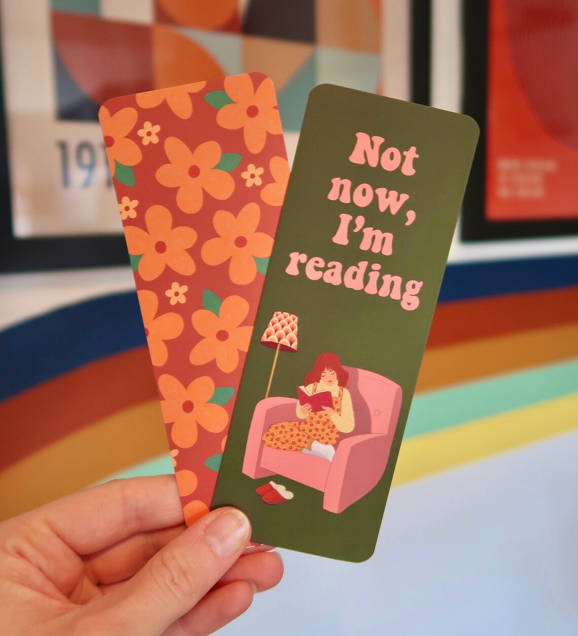 Retro Bookmarks Double Sided Pretty Bookmark Floral Etsy UK