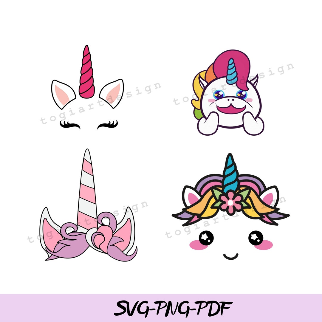 Kawaii Unicorn Face Svg Files for Cricut Unicorn Face Svg - Etsy