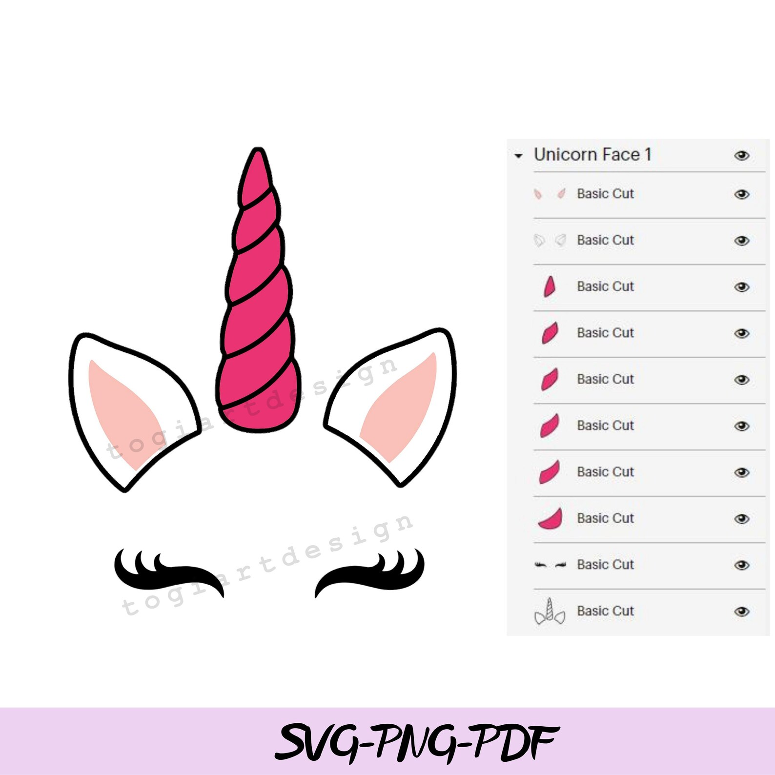 Kawaii Unicorn Face Svg Files for Cricut Unicorn Face Svg - Etsy