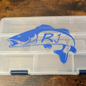 Personalisierte Angelzubehör Box mit benutzerdefinierten Vinyl Aufkleber