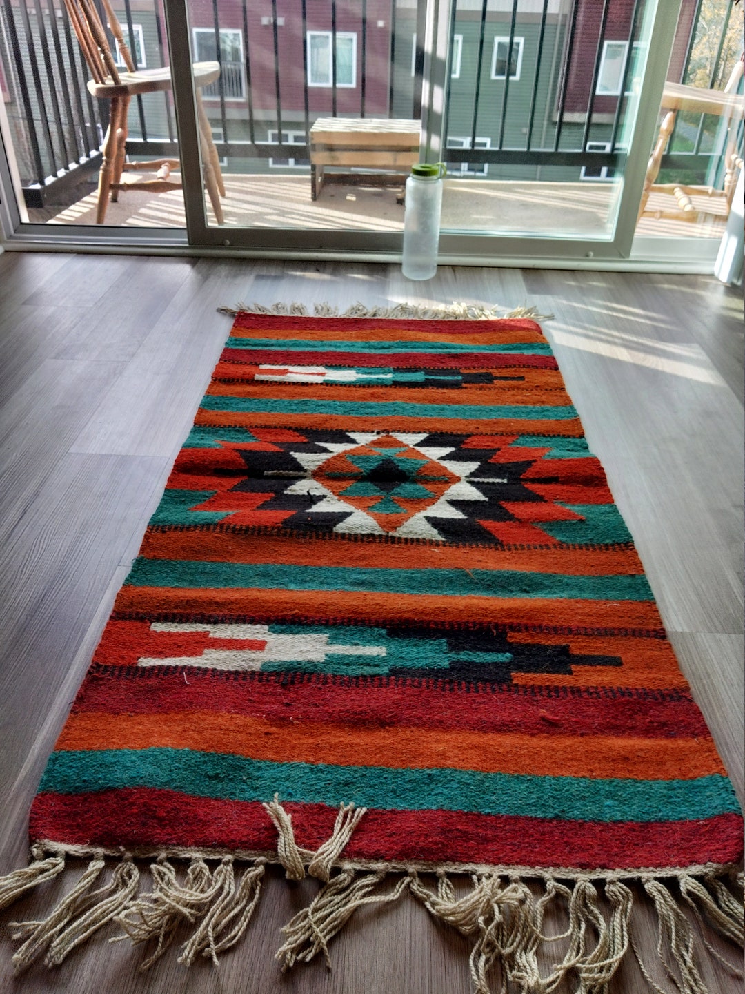 Bedouian Rug Bedouin Style Rug - Red, Green, Black, White, Orange - Etsy