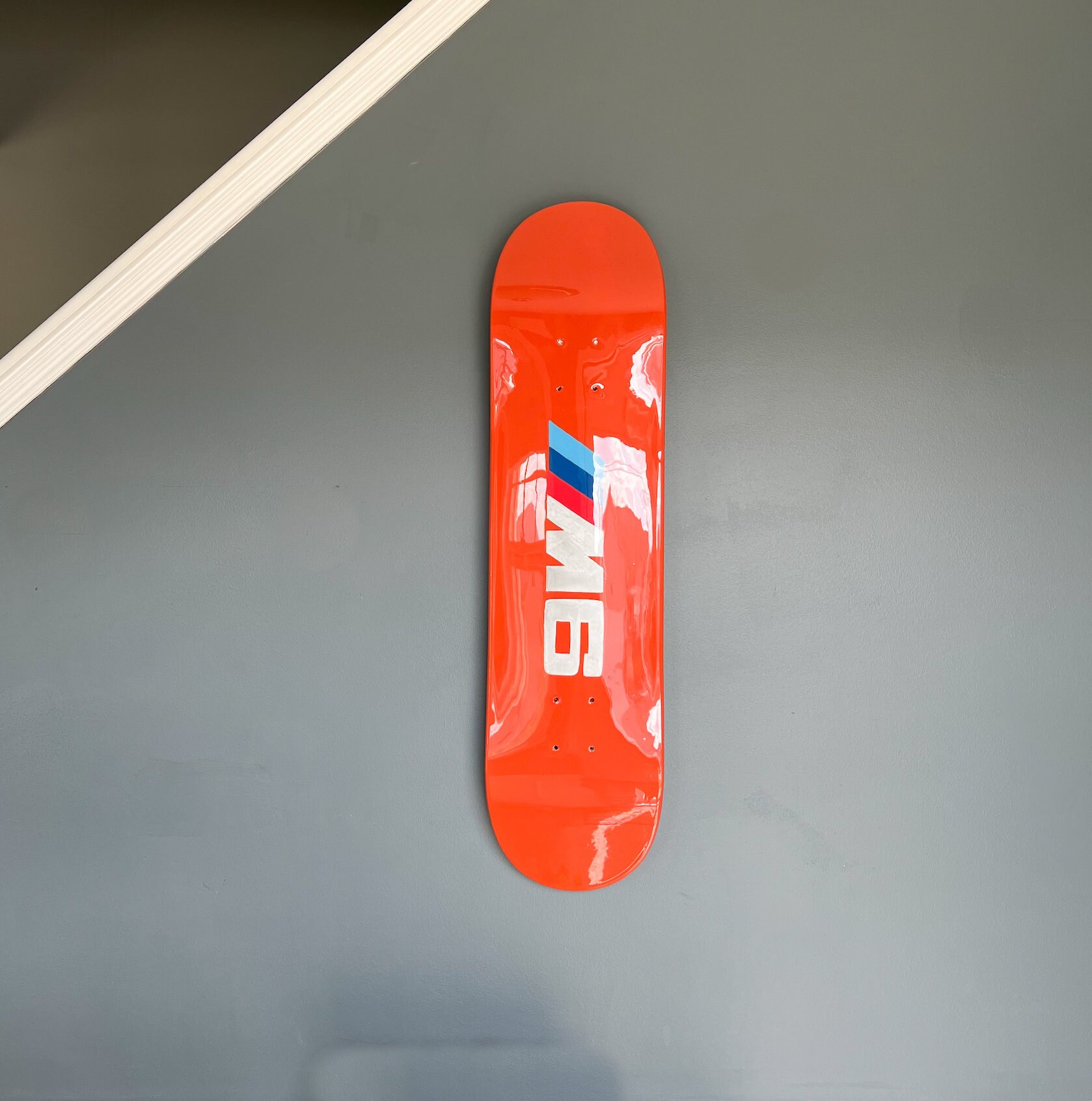 BMW E90 M3 Red Skateboard Deck art for decoration and display