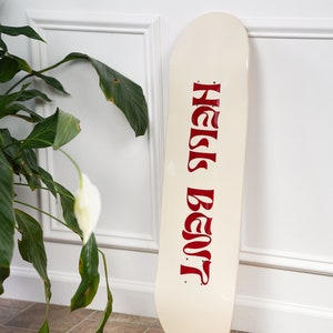 Hand Painted Skateboard Wall Art | Modern Skate Deck Art | Minimalist Decor | Bohemian Style | Floating Unique Art Gift | HELL BENT