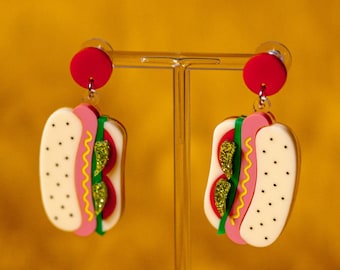 Chicago Style Hot Dog Earrings