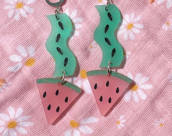 Watermelon Ant Earrings