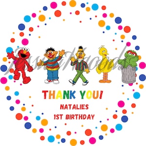 24 Sesame Street 1st Personalized Birthday Stickers