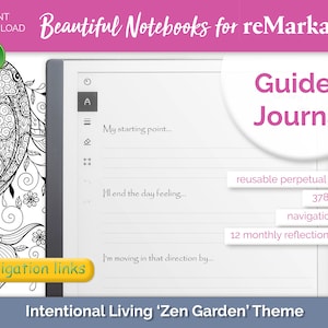 reMarkable Template | Guided Journal &#39;Zen Garden&#39; | Navigation links PDF