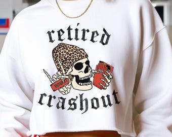 PNG de Crashout retirado / Diseño digital retro con efecto desgastado / Archivo PNG moderno / Diseño de calavera / Diseño de Crashout retirado / Descarga digital