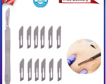 MedHelp - Bisturí desechable 10 y 11, paquete de 20 cuchillas de  dermaplaning con mango de plástico, bisturí quirúrgico Dermablade,  cuchillas
