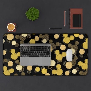 Disney Black and Gold Desk Mat, Disney Office Decor, Disney Mouse Pad, Disney Stationery, Mickey Mouse Pad, Disney Home, Disney Computer Mat